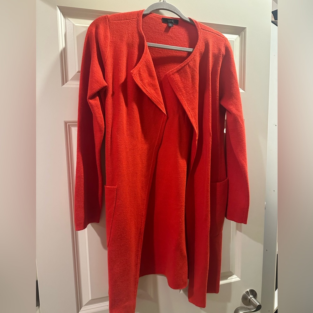 Women's Red Open Front Sweater